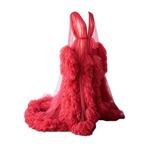 Red Tulle Maternity Photoshoot Robe